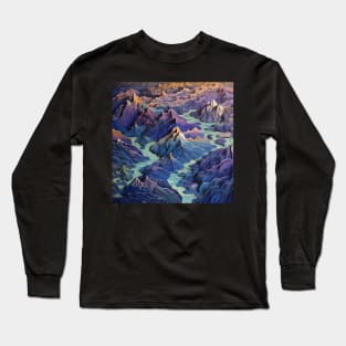 3d Mountains Long Sleeve T-Shirt